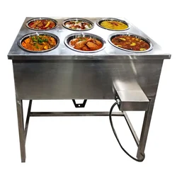 Heavy Duty 6 Pot Electric Bain Marie  For Buffet Purpose 3kW, SS Body, Single Phase